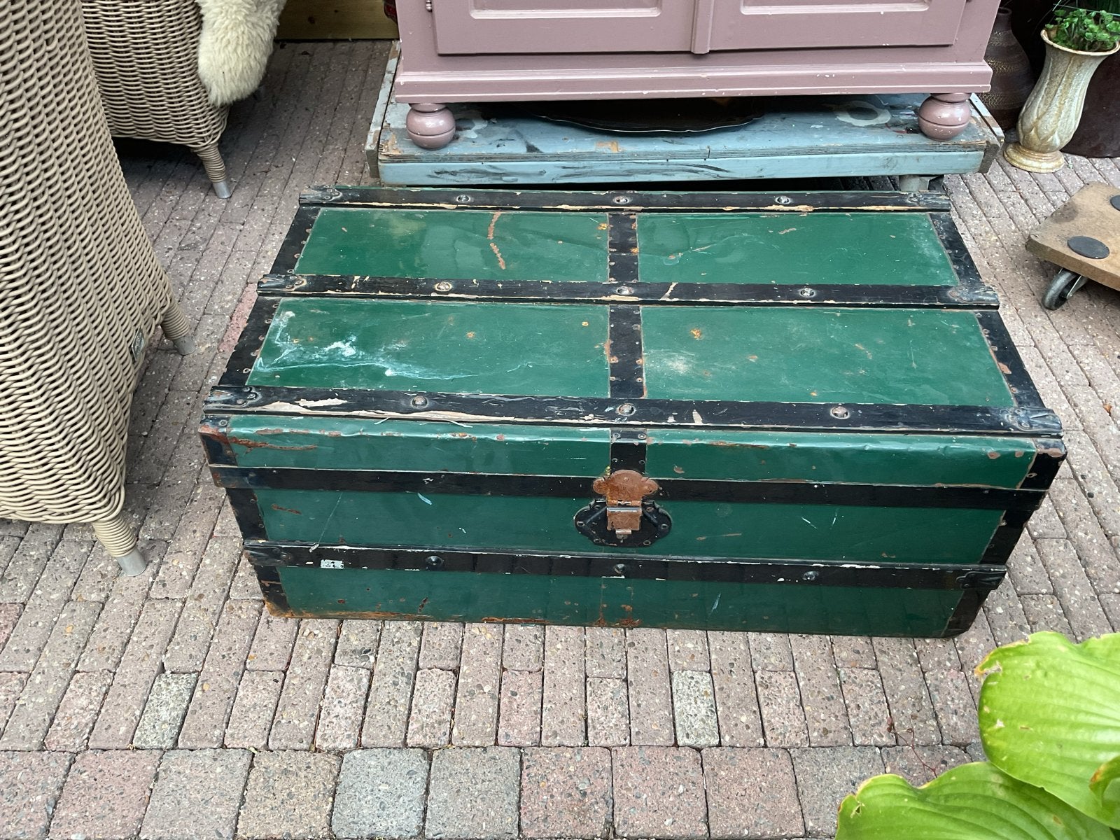Vintage groene  kist/koffer, Ophalen