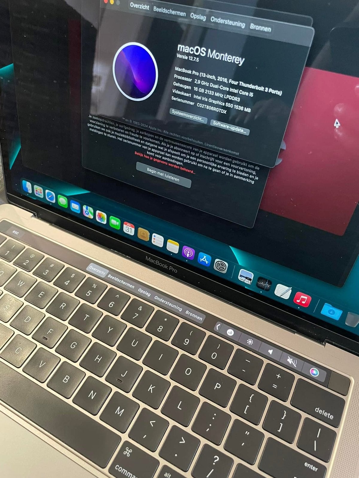 Macbook pro 2016 retina en touchbar i5 16 gb, Computers en Software, MacBook Pro, 2 tot 3 Ghz, 13 inch, Ophalen of Verzenden