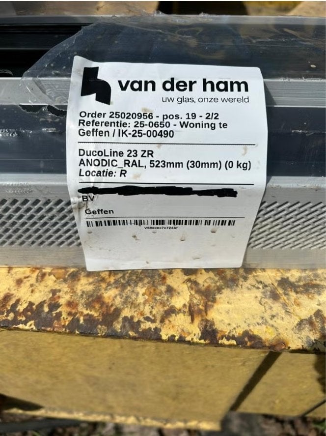 2X Nieuw DucoLine 23 ZR ANODIC_RAL ventilatierooster. 523mm, Ophalen of Verzenden, Nieuw, Ventilator