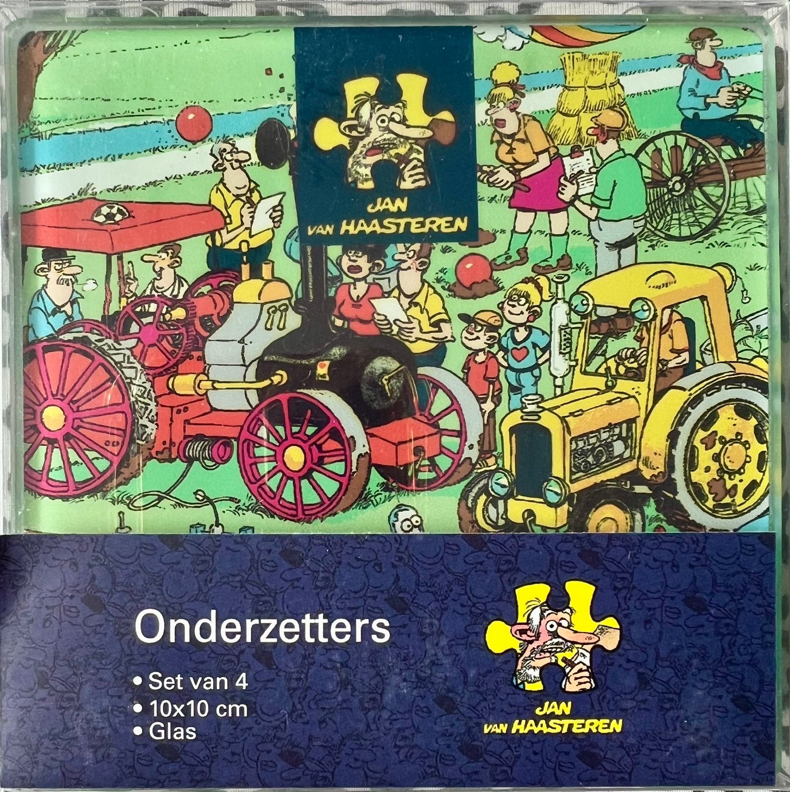 Set van 4 Jan van Haasteren glazen onderzetters NIEUW, Verzamelen, Ophalen of Verzenden, Nieuw