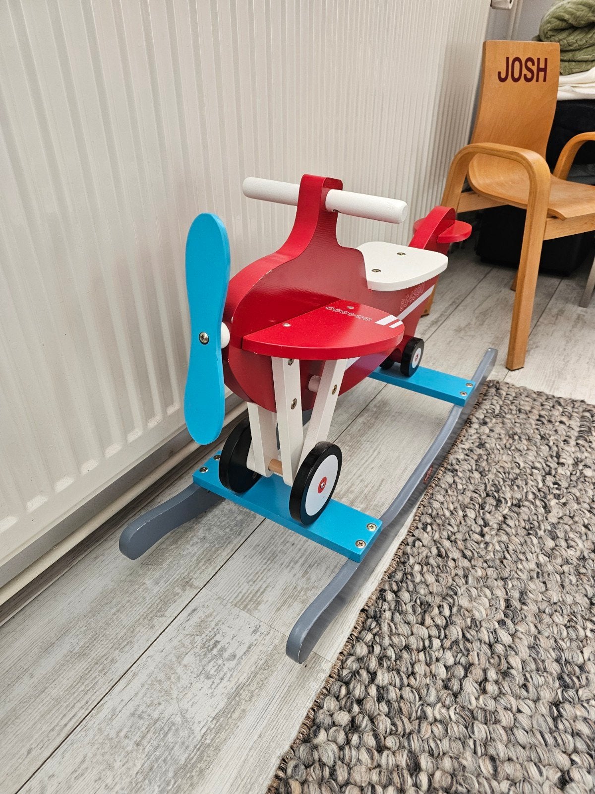 Houten schommelvliegtuig rood - Jip, Ophalen, Gebruikt
