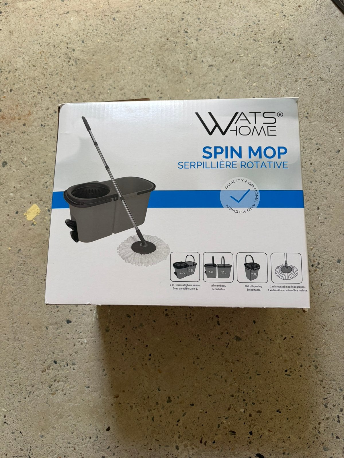 WATS HOME Spin Mop Dweilsysteem met Emmer, Ophalen of Verzenden, Mop of Dweil