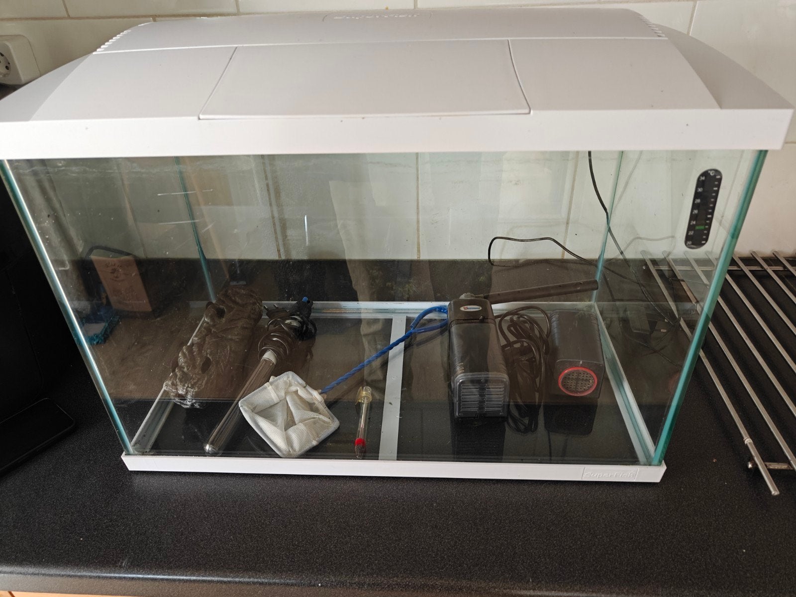 Complete SuperFish 60 aquariumset, Ophalen, Gebruikt, Inclusief deksel, Leeg aquarium