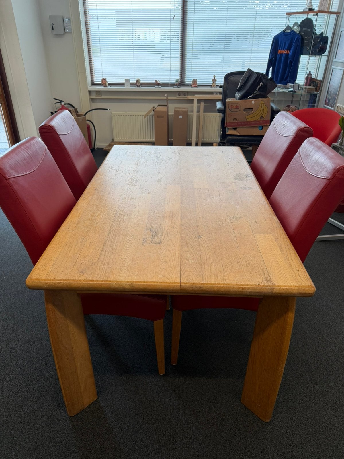 Houten tafel met 4 stoelen set, Huis en Inrichting, Complete eetkamers, Ophalen, Gebruikt, 4 tot 6 stoelen