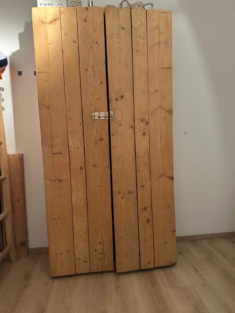 Robuuste steigerhouten kledingkast met planken en hangruimte, Ophalen, Gebruikt, 50 tot 100 cm, Steigerhout