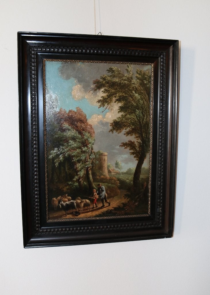 Schilderij 20ste eeuw een navolger van Borselen, Paneel, Ophalen of Verzenden, Gesigneerd, Landschap