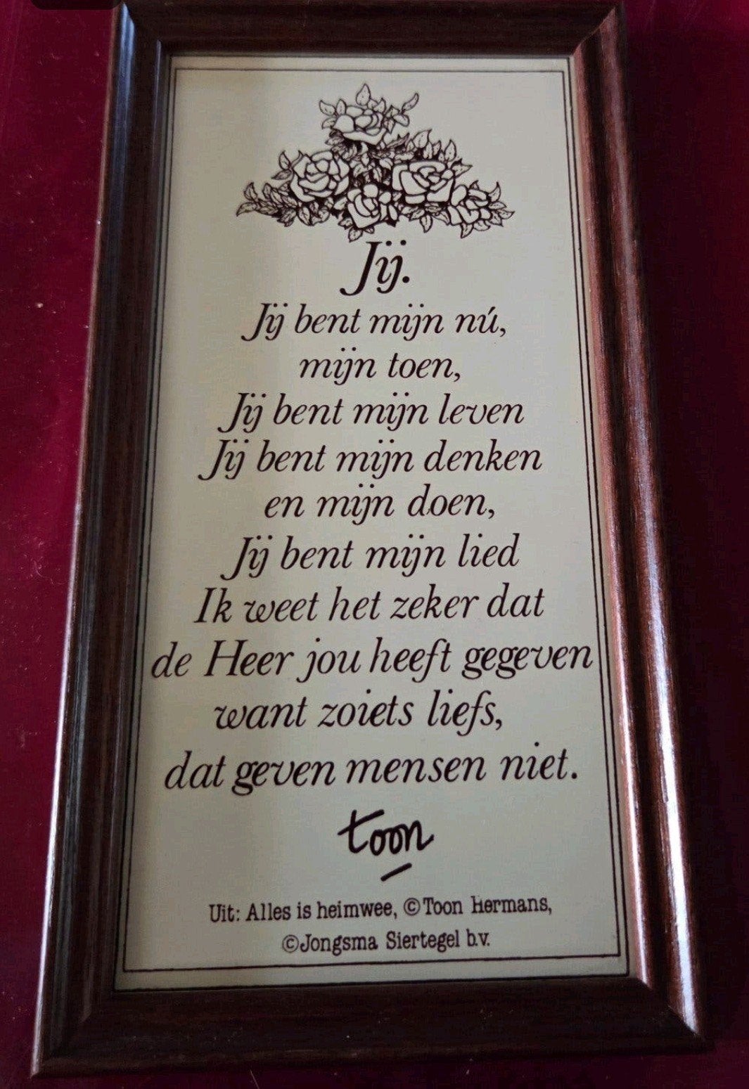 Houten lijst met spreuk op tegel  "jij", Huis en Inrichting, Ophalen of Verzenden, Zo goed als nieuw, Hout