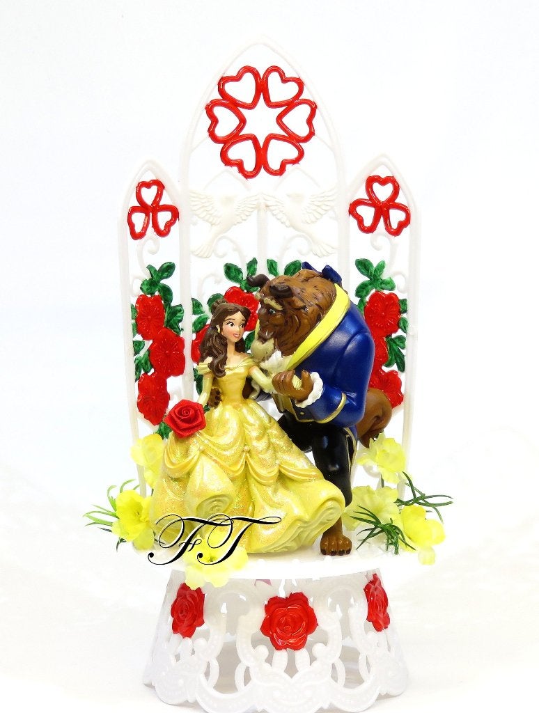 Zeer luxe Disney taarttopper van Belle en het Beest., Ophalen of Verzenden, Nieuw, Versiering, Geboorte of Huwelijk