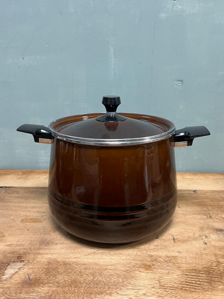 Vintage pan Scandia Westbend bruin emaille 6 liter, Ophalen of Verzenden, Zo goed als nieuw, Rvs