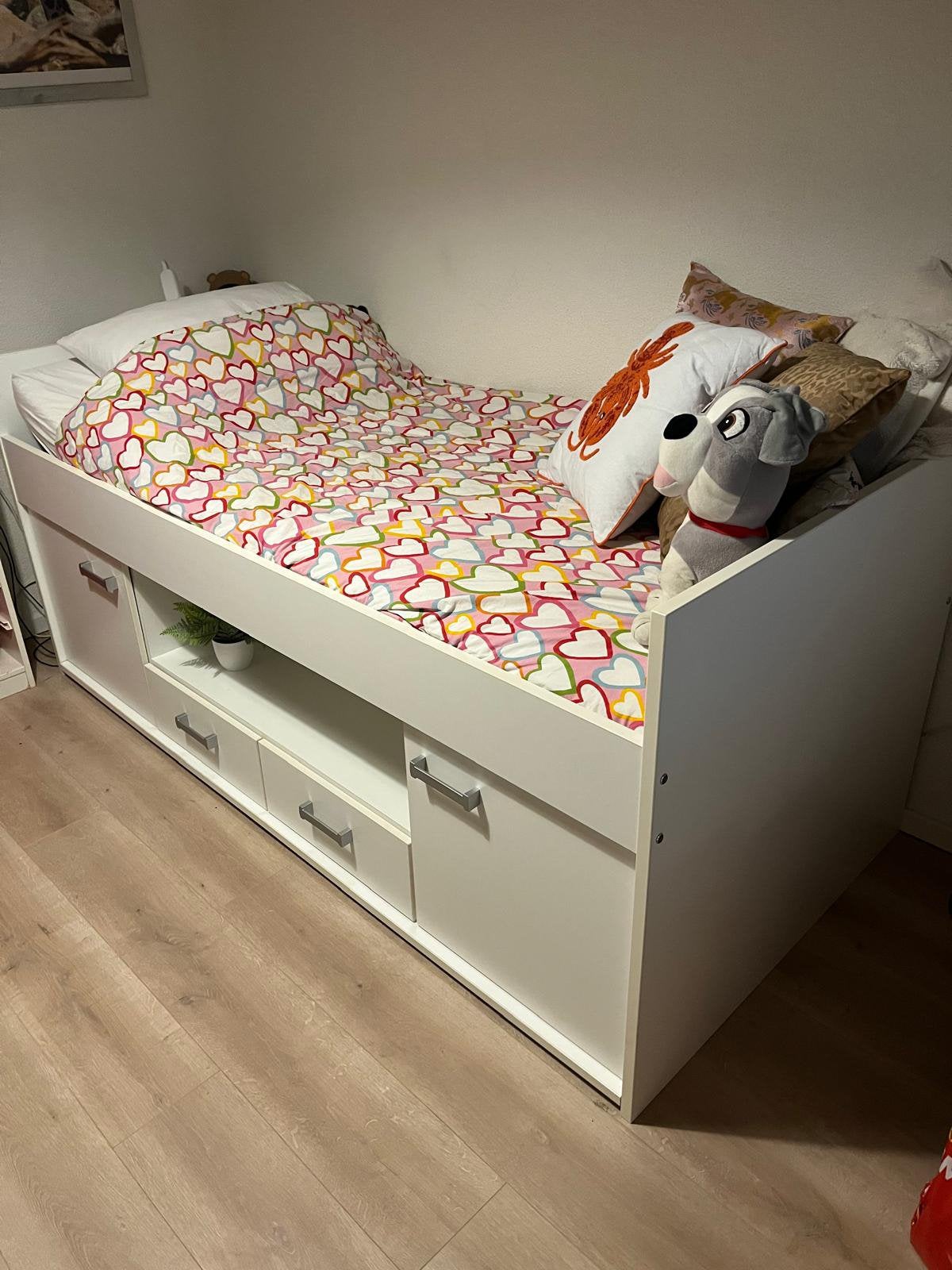 Half hoogslaper 90x200 met opbergruimte en lattenbodem, Ophalen, Zo goed als nieuw, Hoogslaper