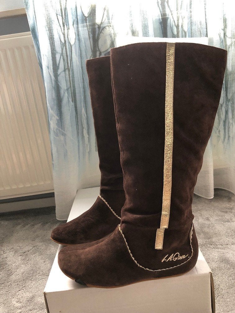 Gave Nieuw Suede laarzen v L.A Gear mt 39 bruin leergevoerd, Hoge laarzen, Bruin, L.A. Gear, Nieuw