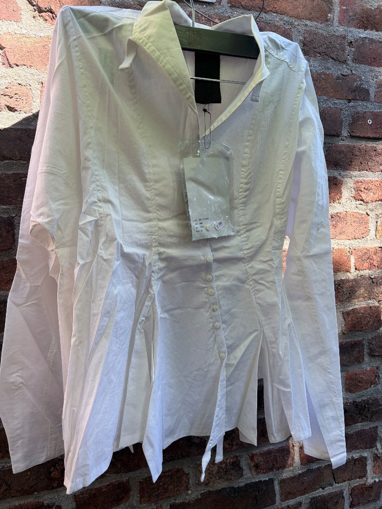 Witte blouse 100% katoen Rundholz maat XL, Wit, Maat 42/44 (L), Ophalen of Verzenden, Nieuw