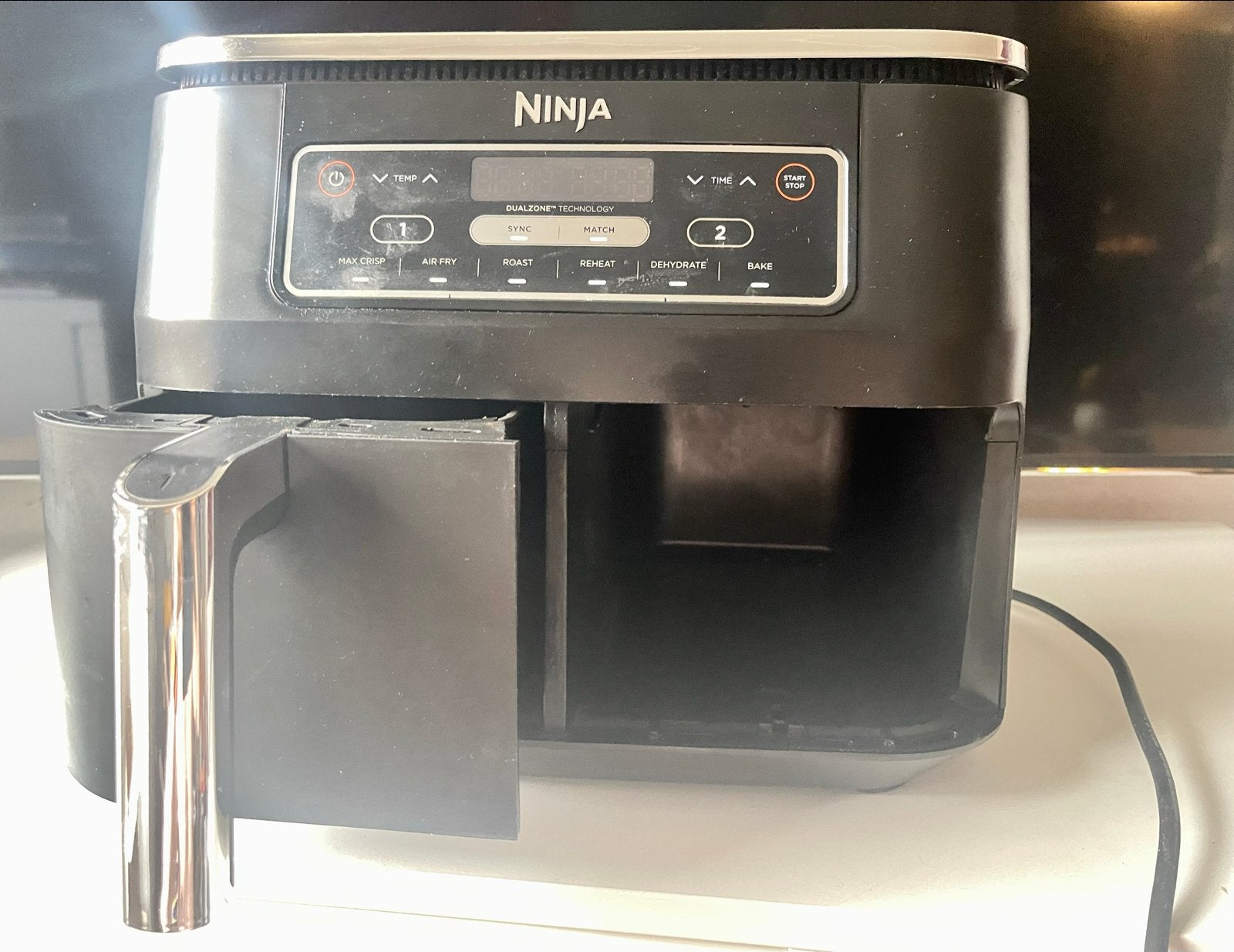 Ninja Foodi Dual Zone Airfryer - 7.6L (In nieuwstaat!), Ophalen of Verzenden, Zo goed als nieuw, Airfryer XXL, 1500 gram of meer