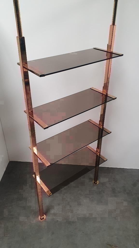 Brass glass freestanding wall unit regency bar belgo chrom, Huis en Inrichting, Ophalen, Gebruikt, Belgocrom.com, Belgo chrom