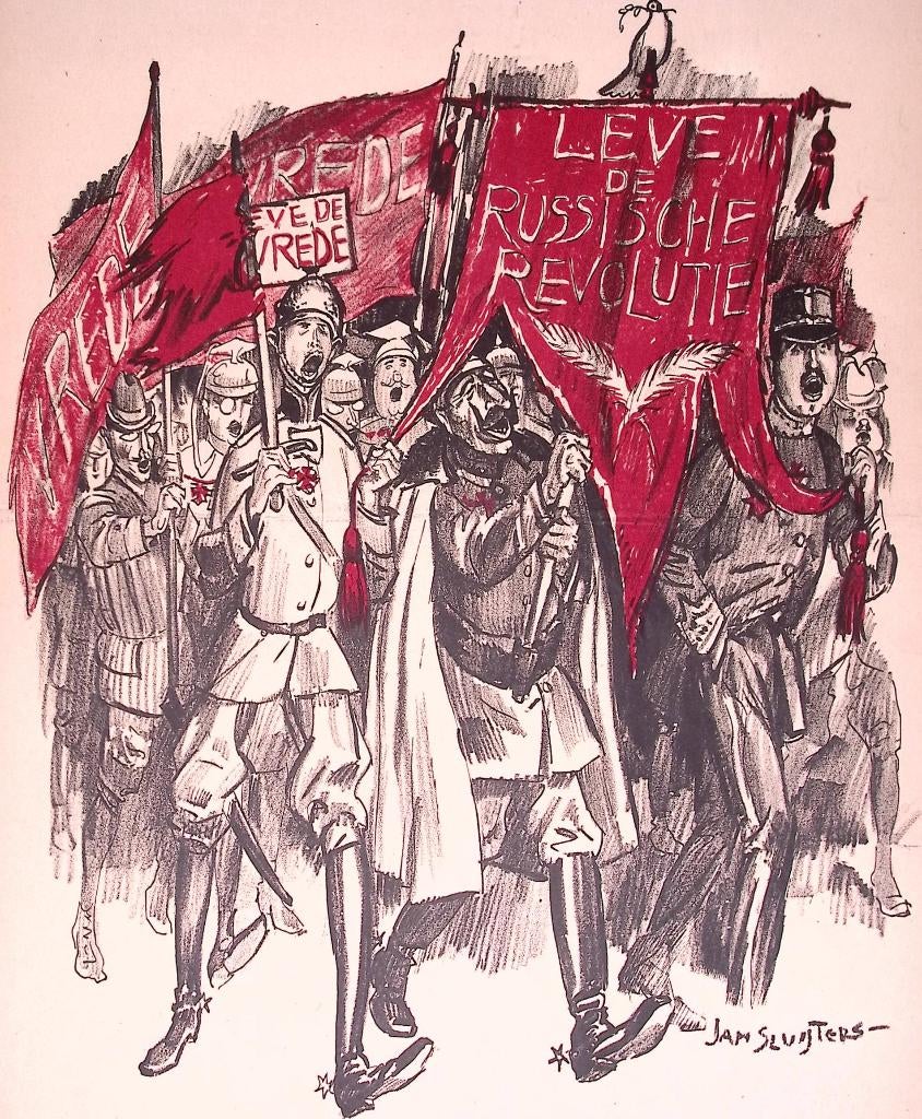 Communistische revolutionaire stemming slaat over naar Duits, Antiek en Kunst, Kunst | Litho's en Zeefdrukken, Ophalen