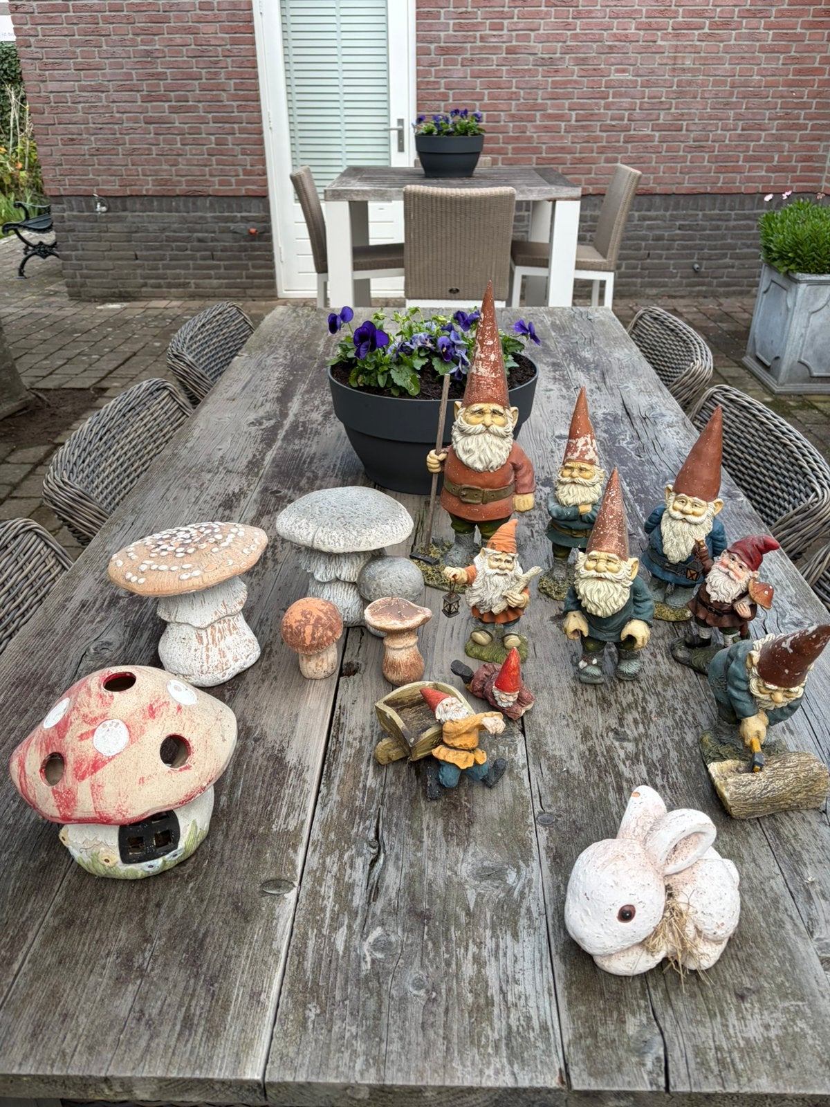 Tuinkabouters aantal van Rien Poortvliet en paddestoelen, Tuin en Terras, Ophalen, Gebruikt, Overige materialen, Tuinkabouter