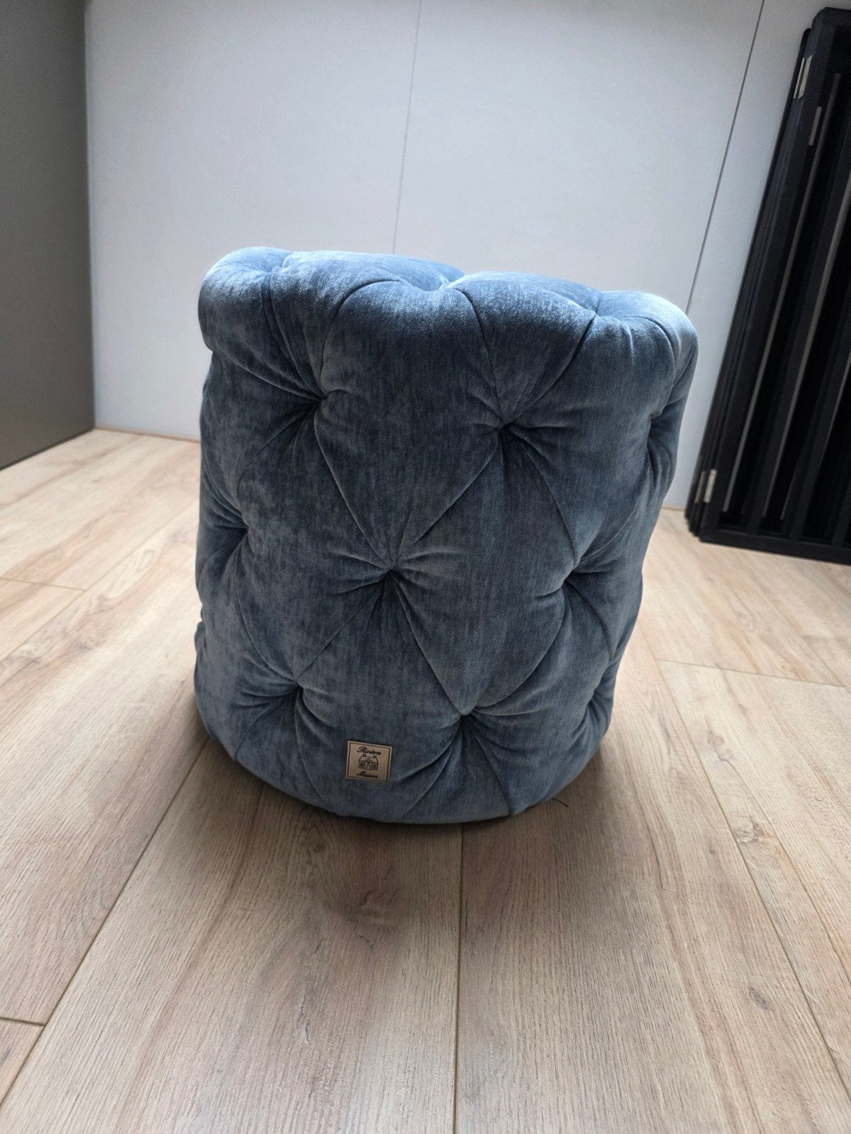 Riviera Maison poef, rond, blauw, Ø 40 x H 42 cm, Minder dan 50 cm, Rond, Minder dan 50 cm, Ophalen of Verzenden