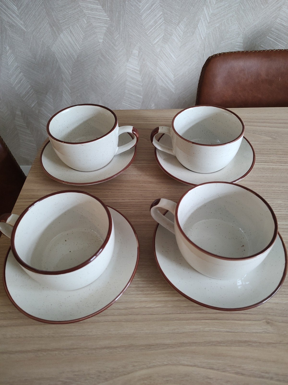 Set van 4 vintage soepkommen met schotels, Ophalen of Verzenden, Overige stijlen, Kop(pen) en/of Schotel(s)