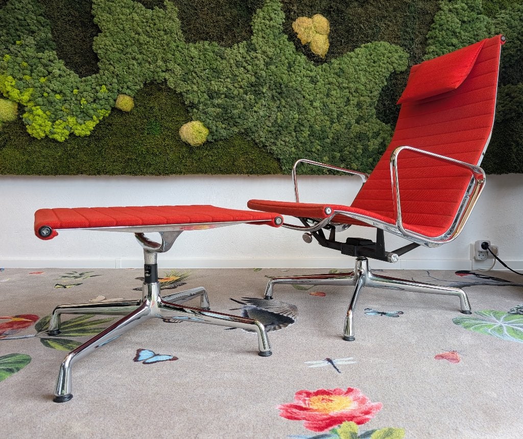 Vitra EA 124 + EA 125 Lounge | Charles & Ray Eames, Gebruikt, Mid Century Design, 75 tot 100 cm, Metaal