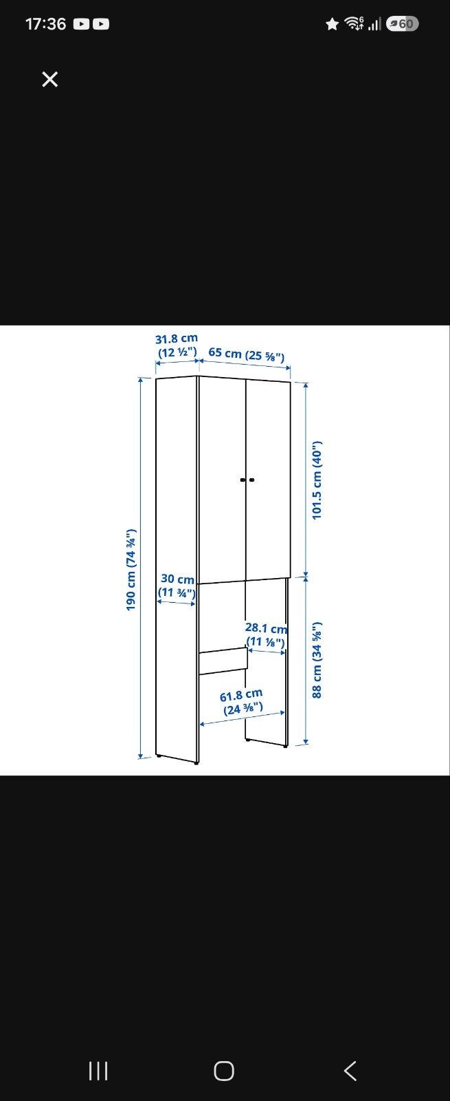 IKEA NYSJÖN 2 Wasmachine Kasten - Wit, Ophalen, Gebruikt