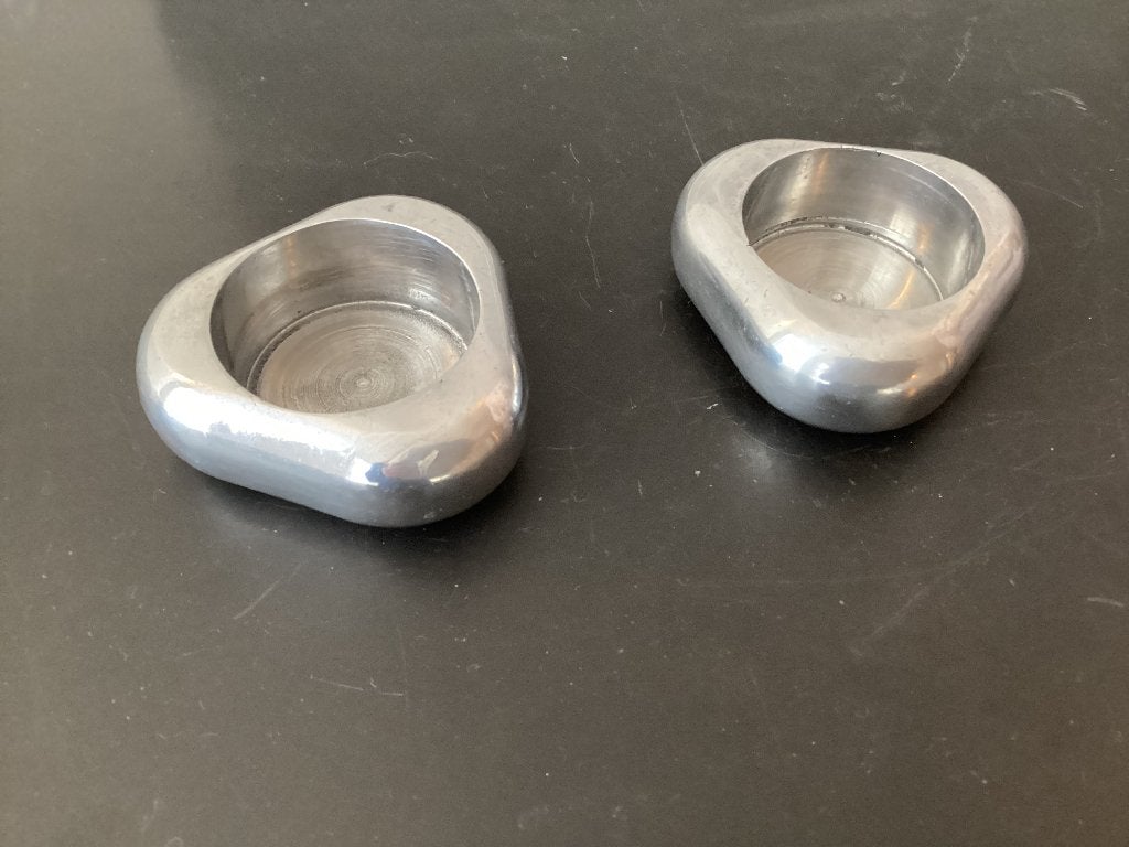 Vintage Metalen Aluminium Waxinelichthouder Driehoek, Overige merken, Waxinelichthouder, Ophalen of Verzenden, Zo goed als nieuw