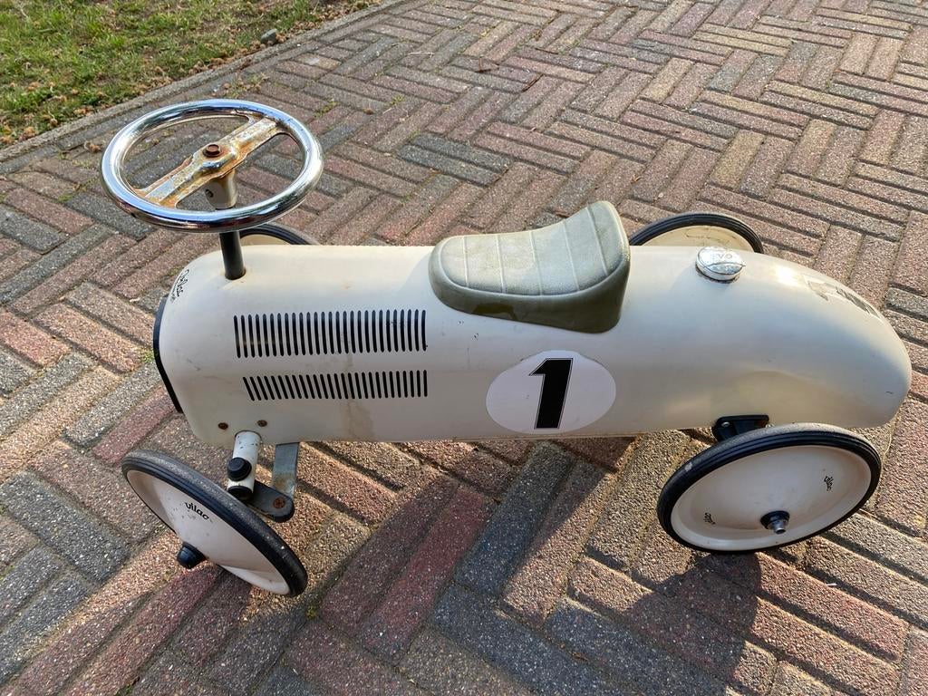 Vilac Loopauto Retro Raceauto Crème - Nummer 1, Ophalen, Gebruikt