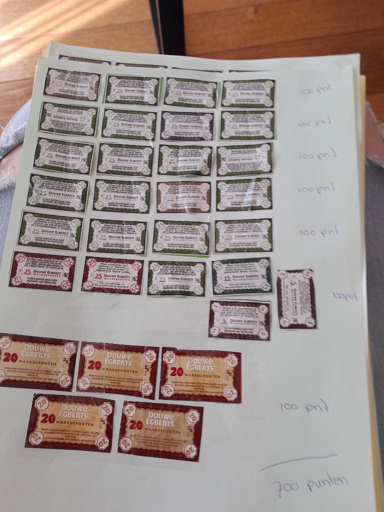 Douwe Egberts spaarpunten spaarzegels, Ophalen, Koffie of Thee, Zegels, Bonnen of Punten