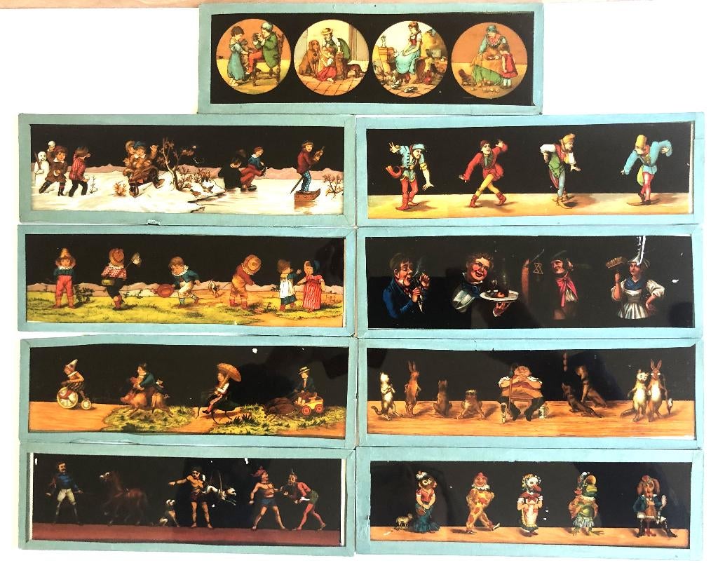 9 toverlantaarn platen 7 x 22 cm, Ophalen of Verzenden