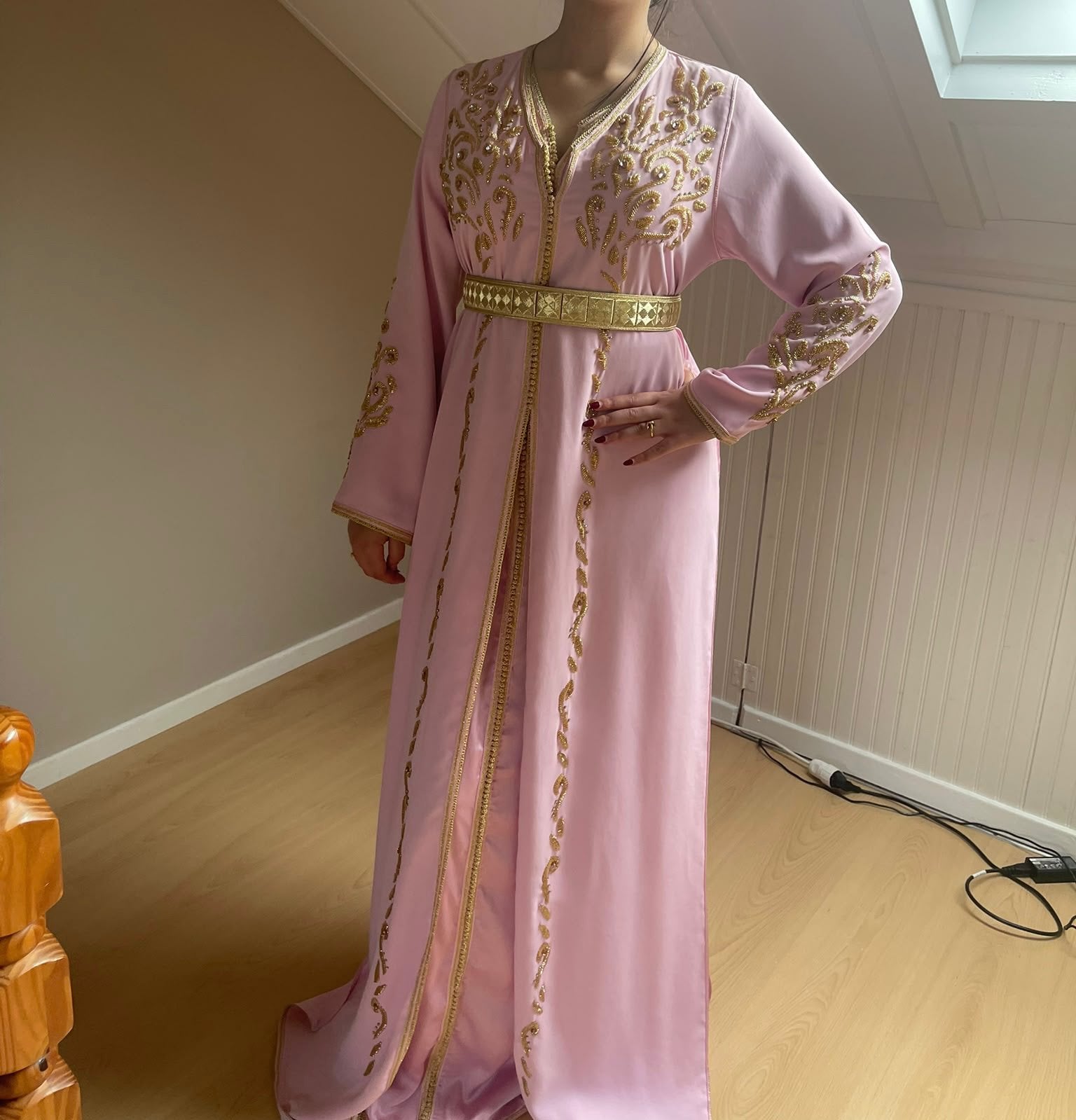 Marokkaanse jurk roze S/M, Maat 38/40 (M), Overige typen, Ophalen of Verzenden, Zo goed als nieuw