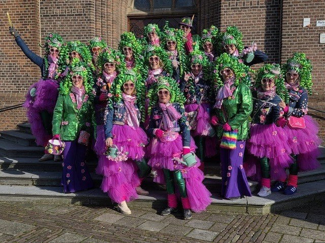 Complete carnavalskostuums voor loopgroep, thema tuin, bloem, Ophalen, Carnaval, Maat 42/44 (L), Onbekend