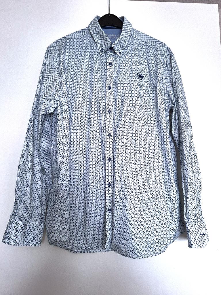 Overhemd in blauw/wit en groen - BLUE FIELDS - Maat XL, Ophalen of Verzenden, Zo goed als nieuw, Blauw, Halswijdte 43/44 (XL)