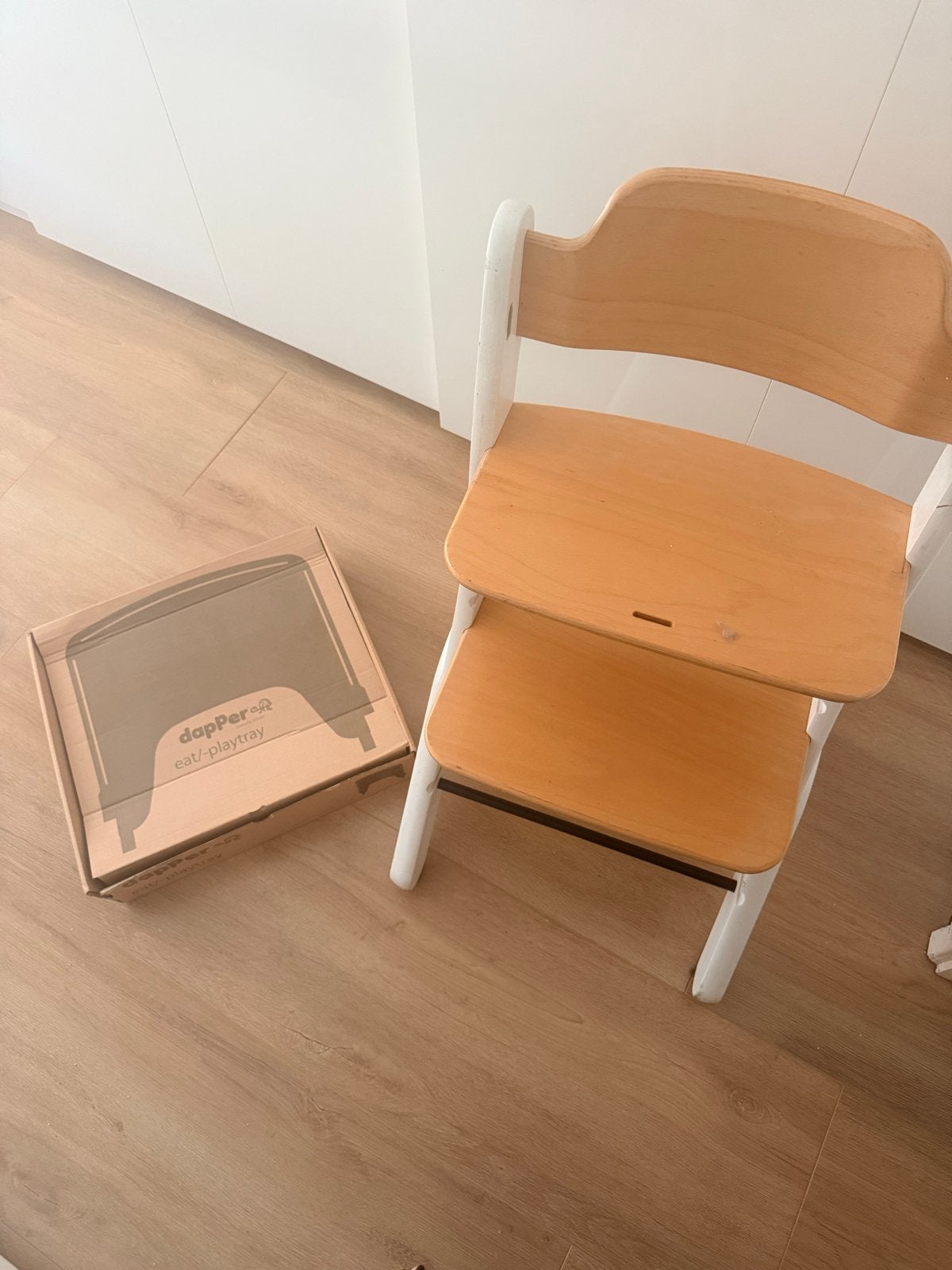 IkbenDapper meegroeistoel met eetblad en gordel, Ophalen, Gebruikt, Meegroeistoel, Afneembaar eetblad