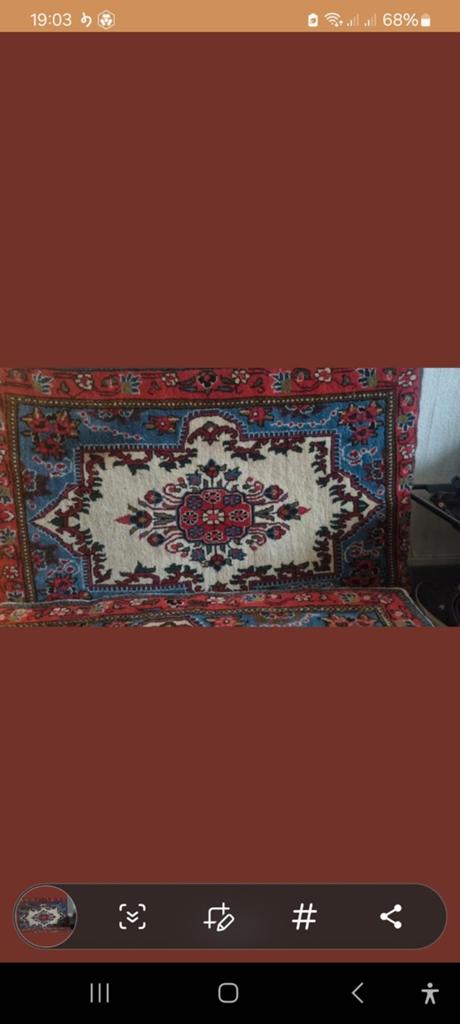 Set kussen van 2 Perzische tapijten - Rood, Blauw, Wit, Gebruikt, 100 tot 150 cm, Blauw, Traditioneel Perzisch