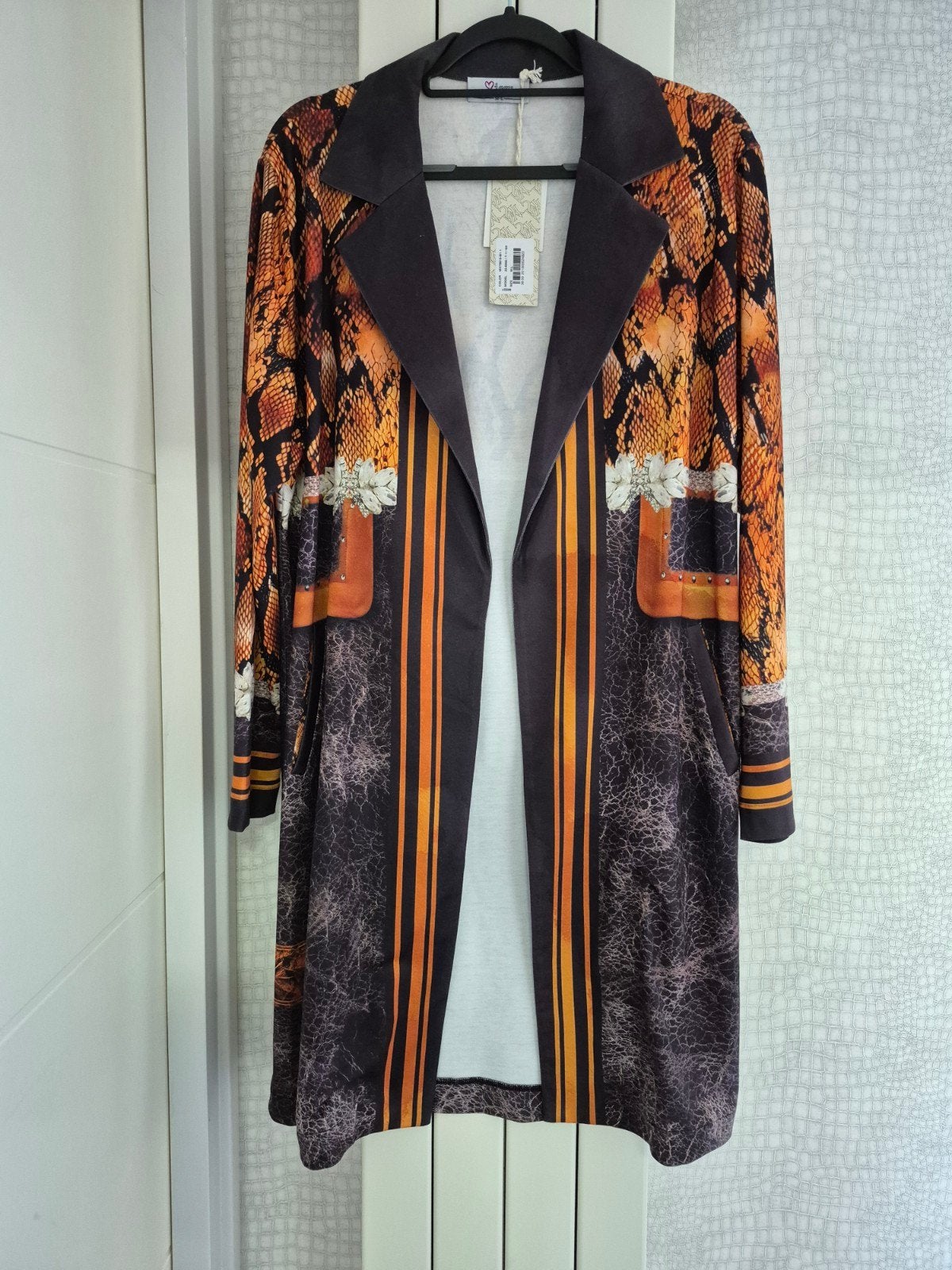 Prachtige lange blazer jas Missy M-L (valt ruim), Meerkleurig, Maat 42/44 (L), Nieuw, Missy