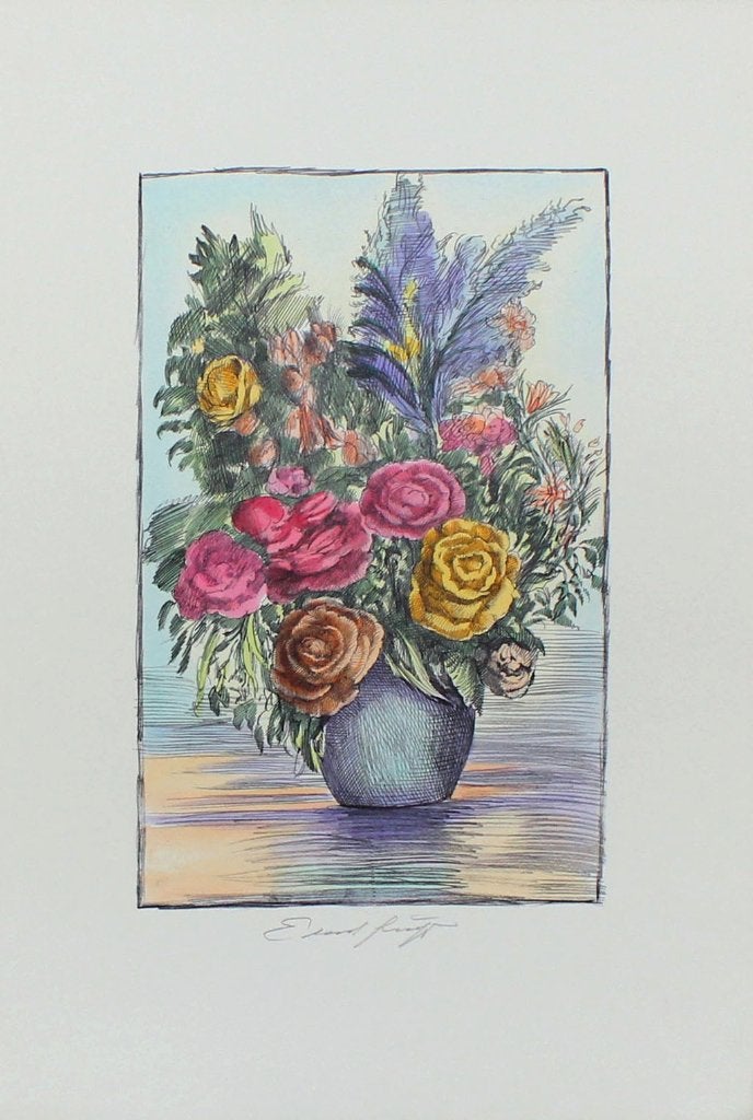 Ernst Fuchs - Blumenvase - Litho Handgesign., Antiek en Kunst, Verzenden