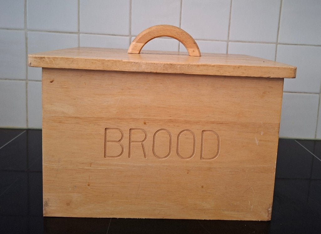 Brooddoos hout / broodtrommel groot, Broodtrommel, Ophalen of Verzenden, Gebruikt, Hout