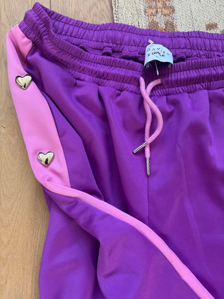 Loavies x Guusje trainingsbroek paars roze bies XL, Paars, Maat 46/48 (XL) of groter, Ophalen of Verzenden, Lang