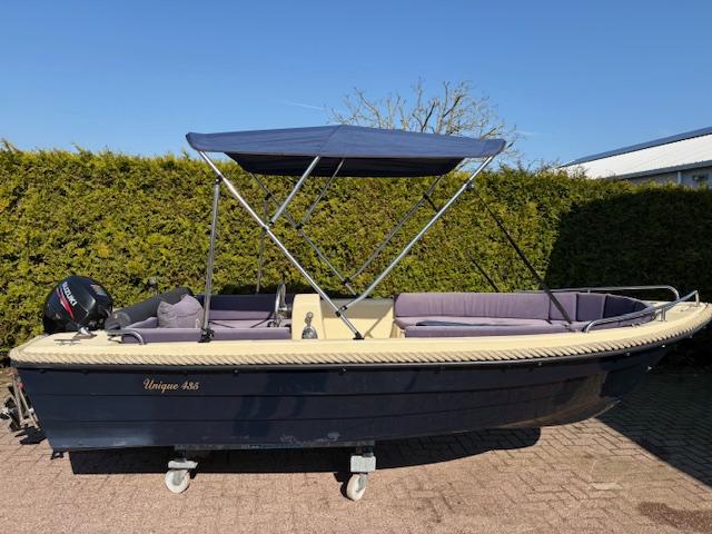 VAARKLAAR! Unique 435 met Suzuki 9.9 PK 4 Takt (bj 2011), Gebruikt, Polyester, Overige brandstoffen