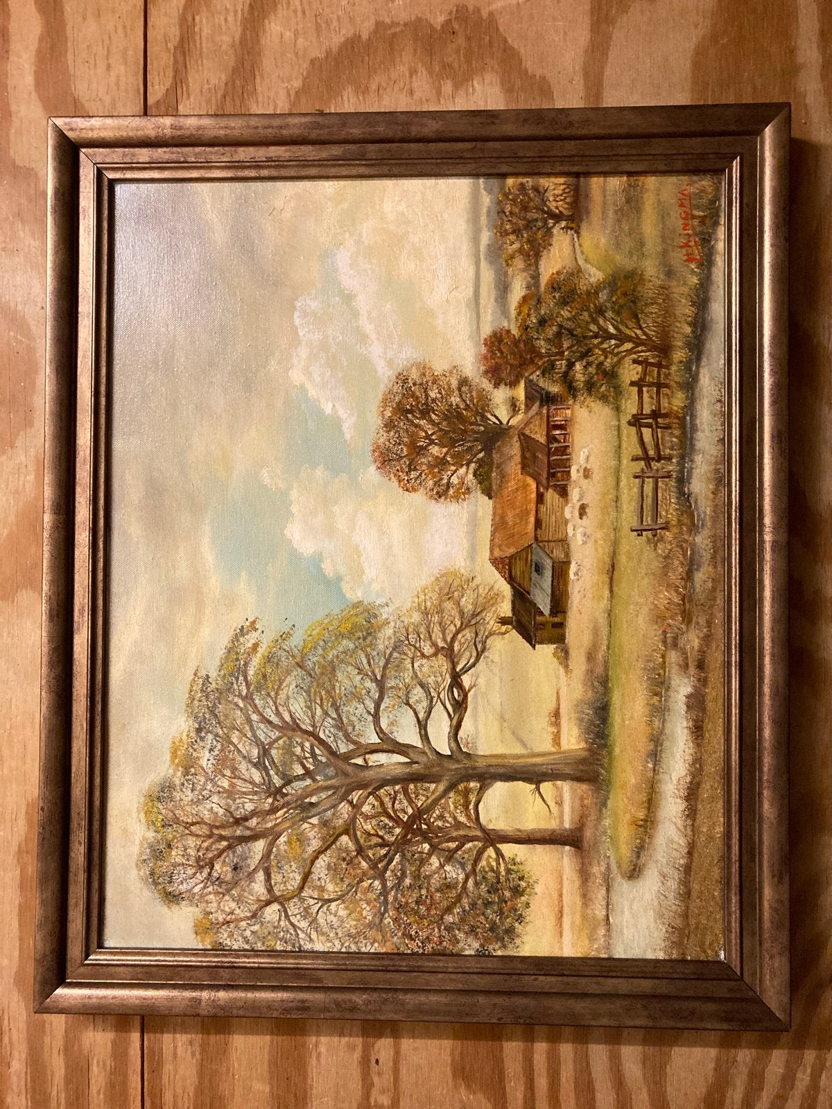 Landschap met Boerderij en Bomen, Antiek en Kunst, Ophalen of Verzenden