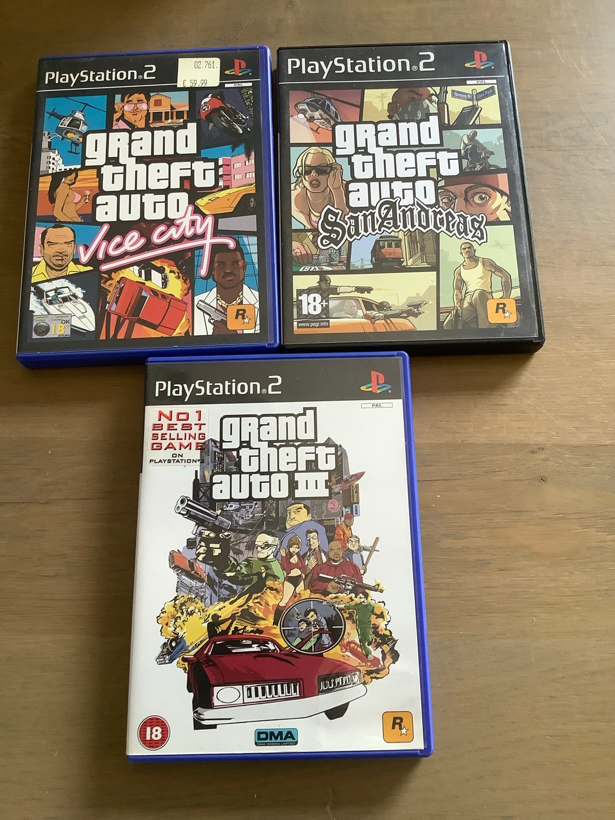 PS2 spellen Grand Theft Auto GTA III, San Andreas, Vice City, Avontuur en Actie, Gebruikt, Vanaf 18 jaar, 1 speler