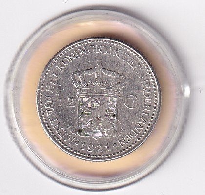 1/2 Gulden 1921 Zeer Goed, ½ gulden, Verzenden, Zilver, Koningin Wilhelmina