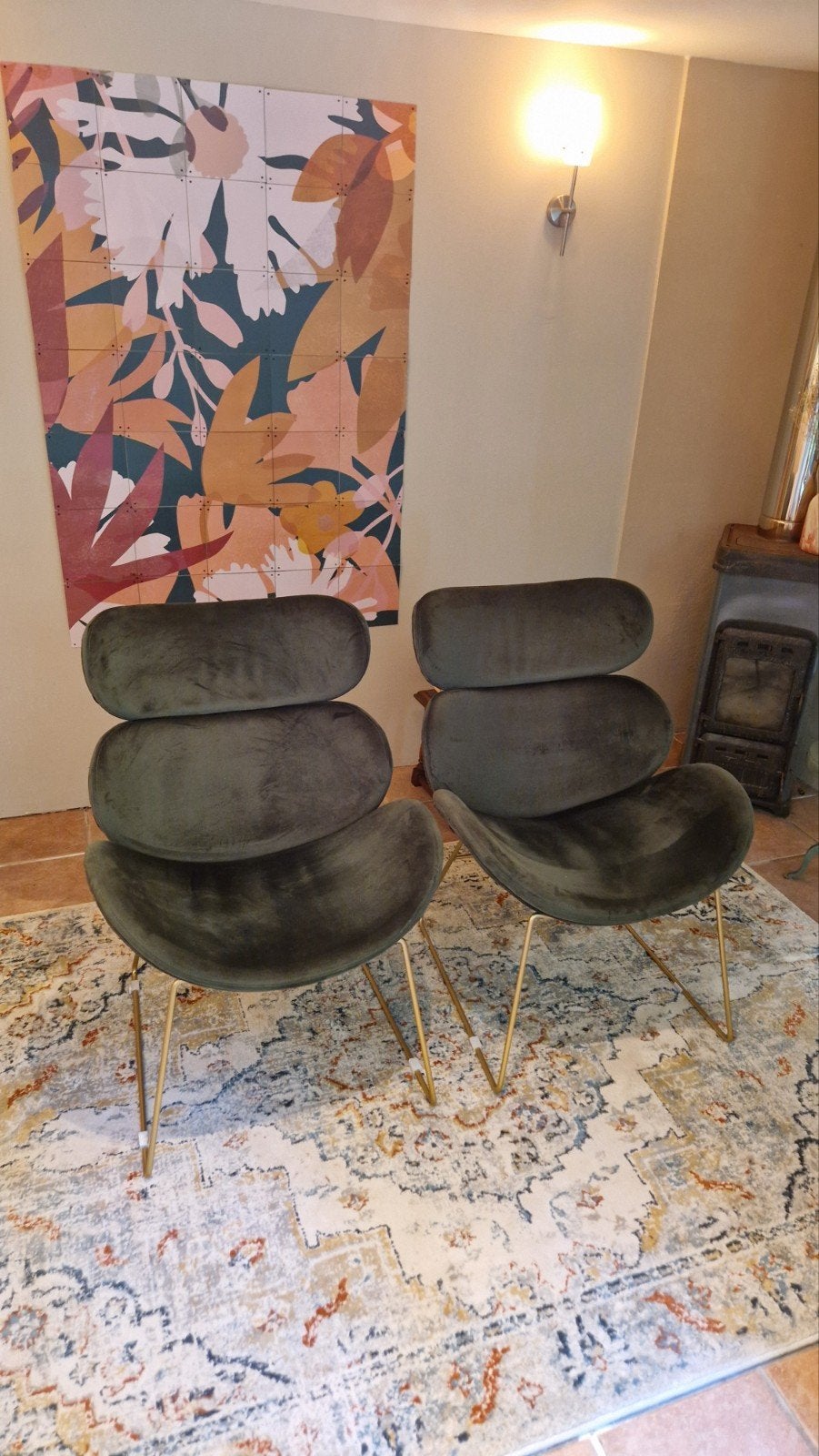 Groene velvet fauteuils, Huis en Inrichting, Ophalen of Verzenden, 75 tot 100 cm, Overige materialen, 50 tot 75 cm
