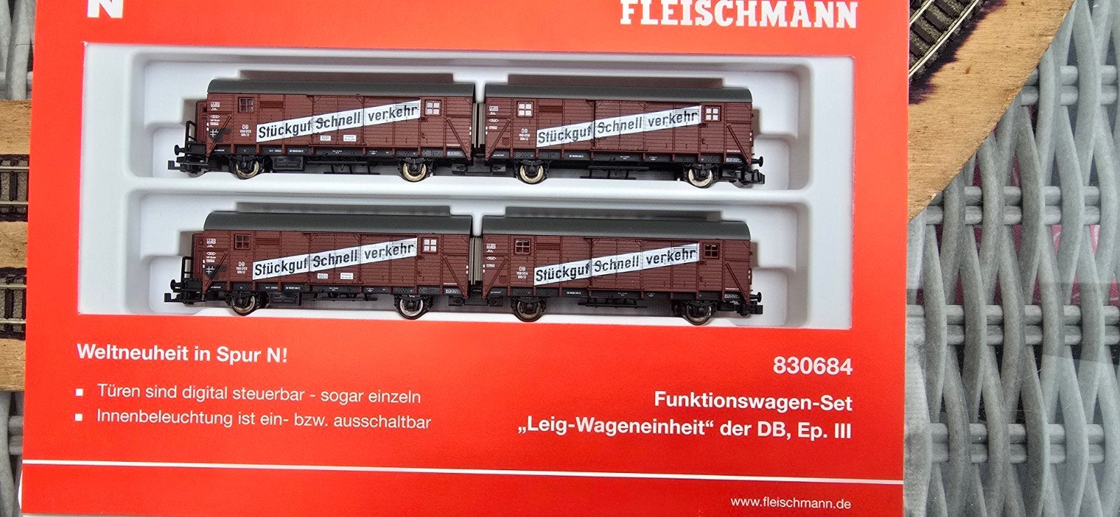 fleischmann 830684 DCC Funktions-Set "Leig-Wageneinheit" DB, Gebruikt, Gelijkstroom, Fleischmann, Wagon