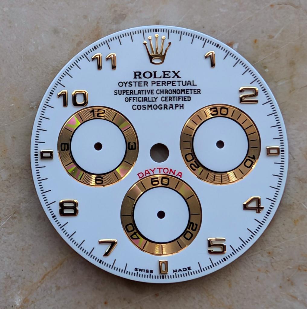 Rolex Daytona 116518 Wijzerplaat Wit Arabisch Geelgoud, Sieraden, Tassen en Uiterlijk, Horloges | Heren, Overige materialen, Gebruikt