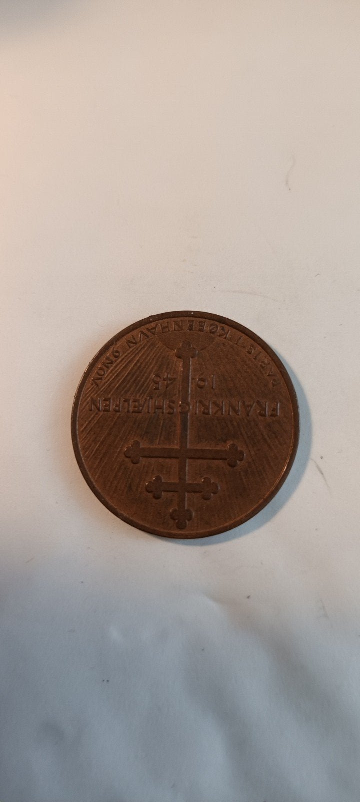 Historische Deense penning: Frankrigs Hjælpen 1941, Ophalen of Verzenden, Brons, Buitenland