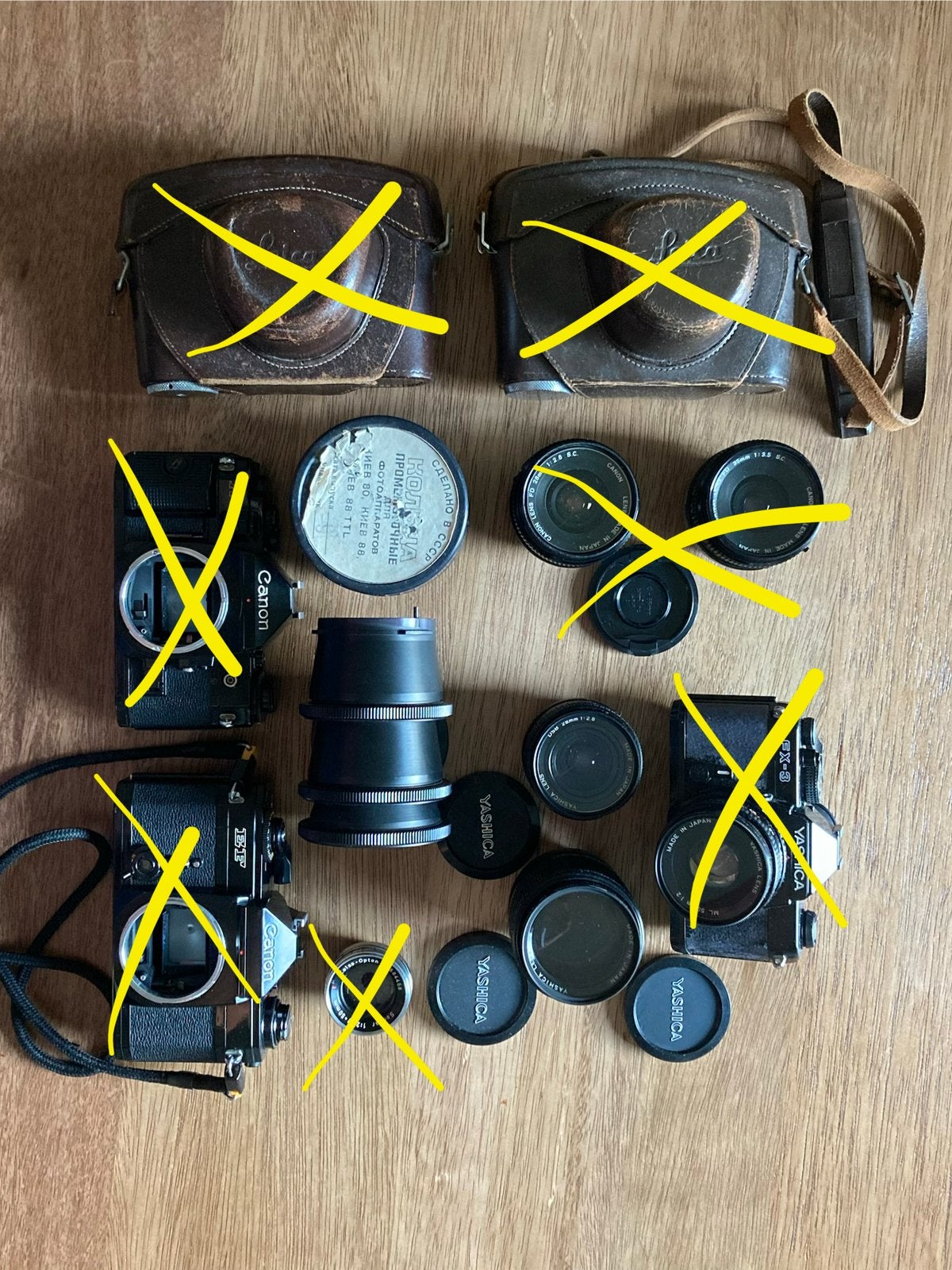Kiev 60 accesoires en Yashica lenzen, Ophalen of Verzenden, Zo goed als nieuw, Spiegelreflex, Leica