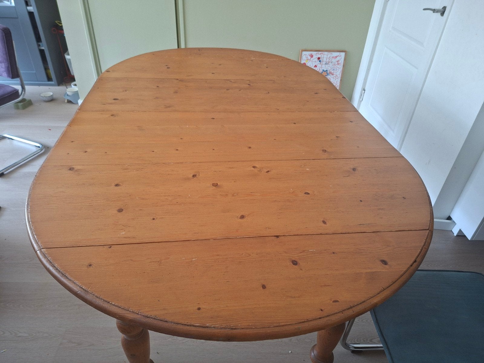Uitschuifbare eettafel - 3 lengtes, Ophalen, Gebruikt, 150 tot 200 cm, Ovaal