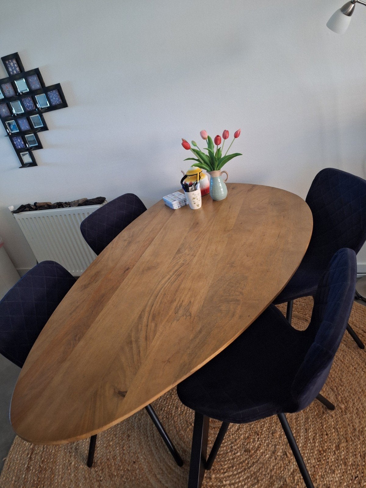 BIEDEN mangohout EETTAFEL160cm en SALONTAFEL organische vorm, Huis en Inrichting, Tafels | Eettafels, Ophalen, 50 tot 100 cm, Zo goed als nieuw