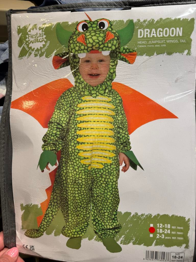 Verkleedpak draak voor kinderen, Kinderen en Baby's, Carnavalskleding en Verkleedspullen, Ophalen, Zo goed als nieuw, 104 of kleiner