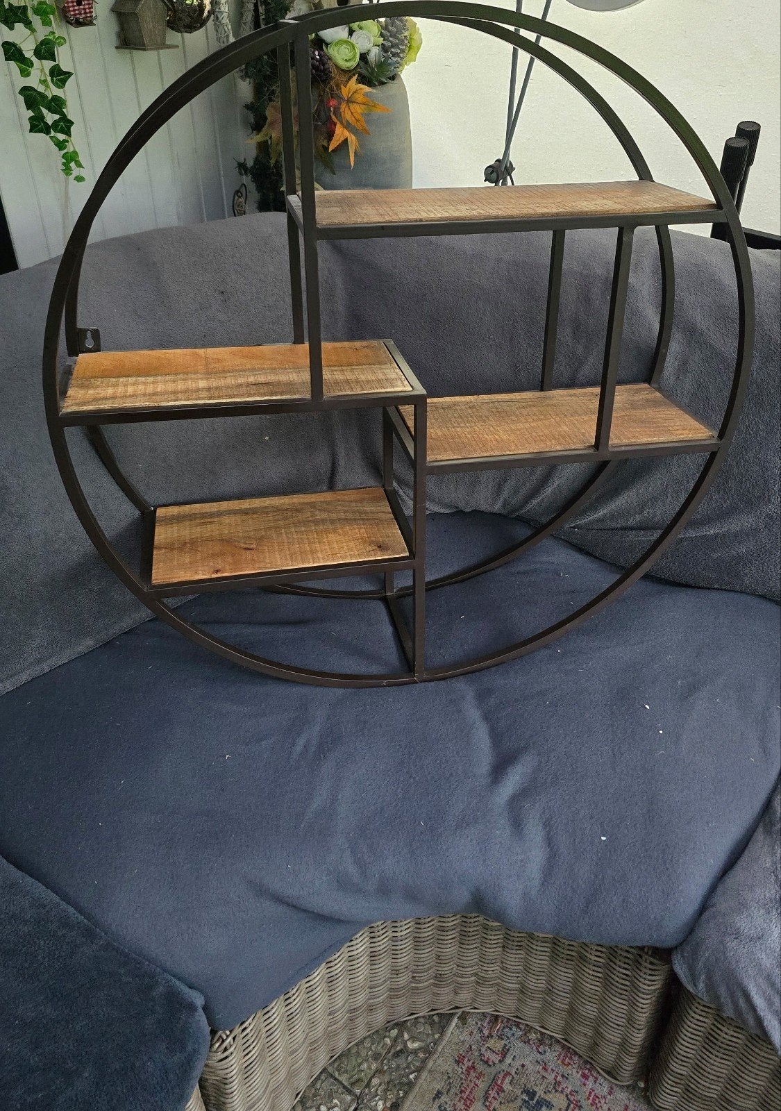 Rond wandrek  Diameter 75 cm bruin met mangohout planken, Ophalen, Zo goed als nieuw
